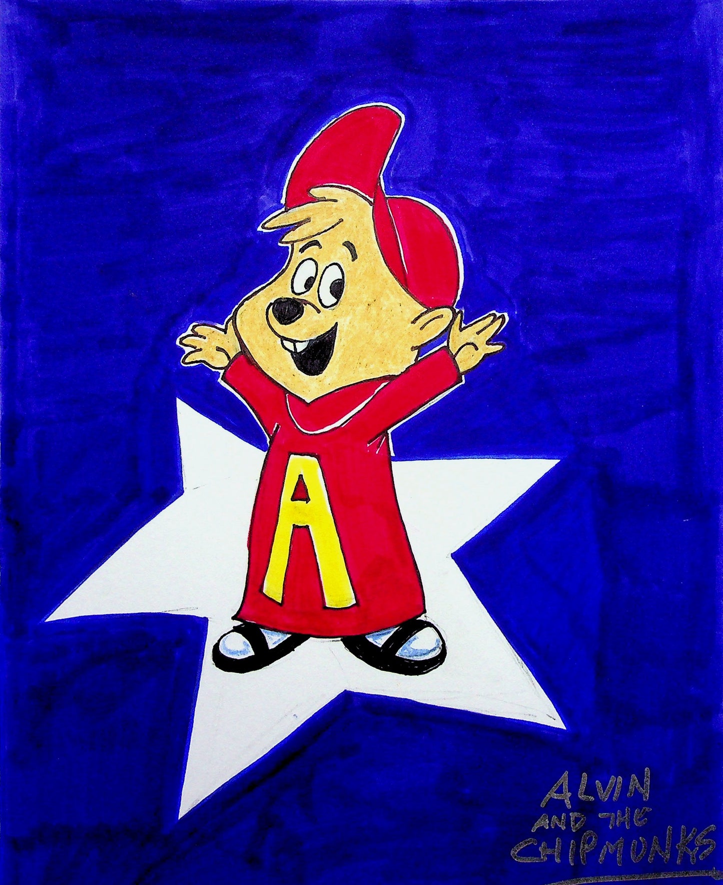 Greg Peters Signed ALVIN CHIPMONK Hand Painted Animation Art