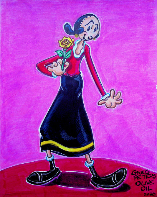 Greg Peters Signed OLIVE OYL Hand Painted Animation Art