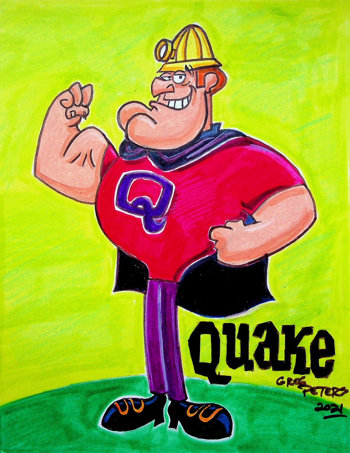 Greg Peters Signed QUAKE Hand Painted Animation Art
