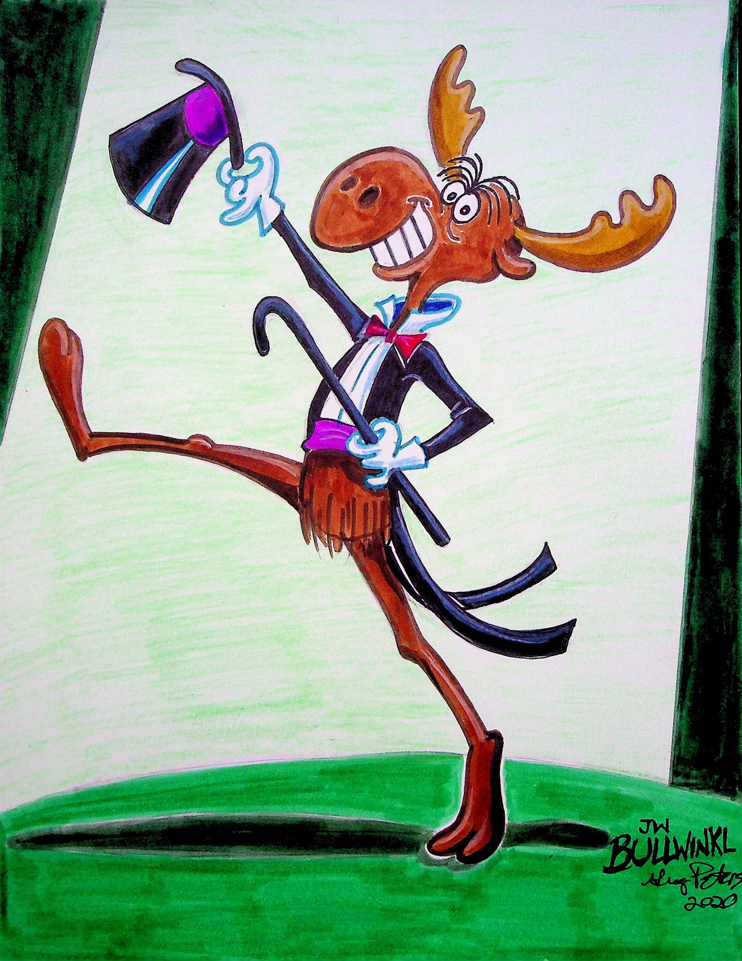 Greg Peters Signed BULLWINKLE Hand Painted Animation Art