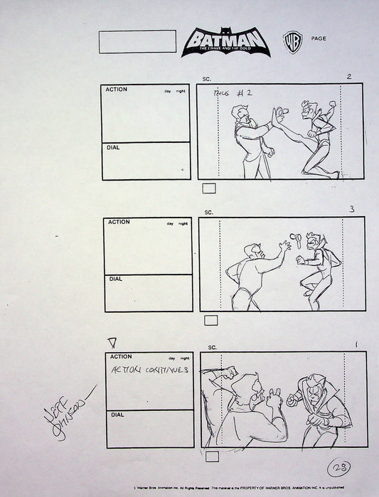 Batman: The Brave and the Bold Jeff Johnson Signed Hand Drawn Storyboard Page