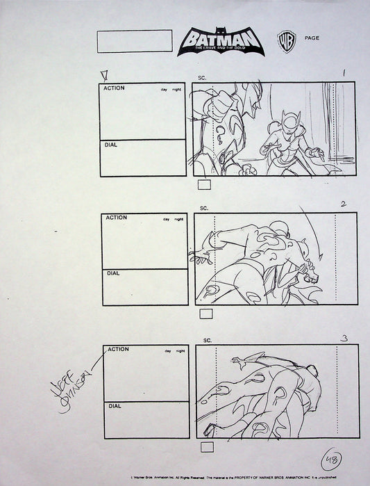 Batman: The Brave and the Bold Jeff Johnson Signed Hand Drawn Storyboard Page