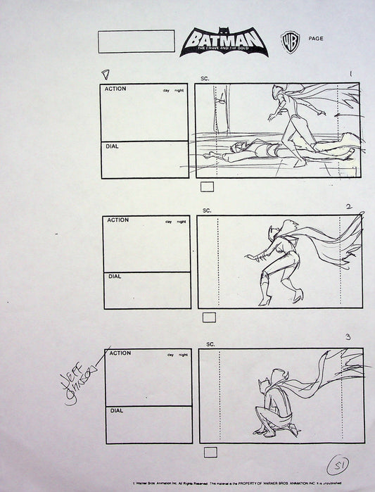 Batman: The Brave and the Bold Jeff Johnson Signed Hand Drawn Storyboard Page