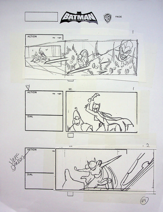 Batman: The Brave and the Bold Jeff Johnson Signed Hand Drawn Storyboard Page